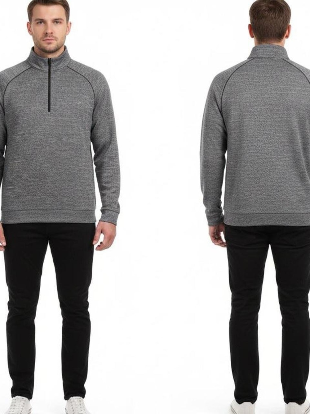 Greg Norman Collection Men's Heather Gray Quarter-Zip Sweater